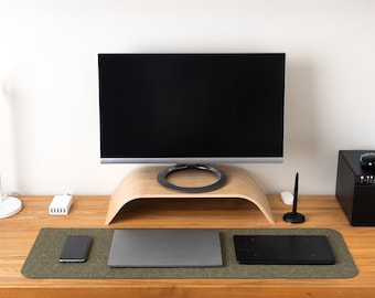 Table Mat Dark Olive Felt, Minimalist Table Pad,  Soft and Comfy Desktop Mat, Felt Desk Mat