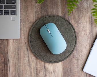 Dark Olive Green Felt Mouse Pad: Non-Slip Latex Desk Mat
