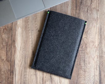 Handmade Sleeve for reMarkable Paper Pro Move with Marker, Anthracite Felt with Colour Accent