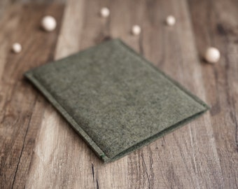 iPad Mini case sleeve, dark olive green felt