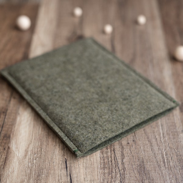 iPad Mini case sleeve, dark olive green felt