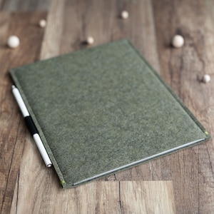 Per tablet eccezionale - Custodia scorrevole con portapenne elastico, feltro verde oliva scuro