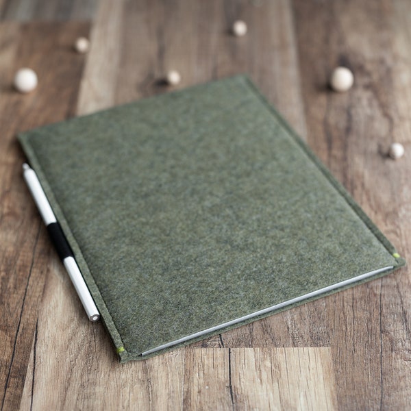 OnePlus Pad case sleeve cover with pen holder, dark olive green felt