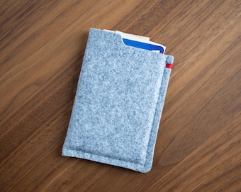 Handmade Felt Card Holder | Minimalist Sleeve with Colorful Detail Stitch