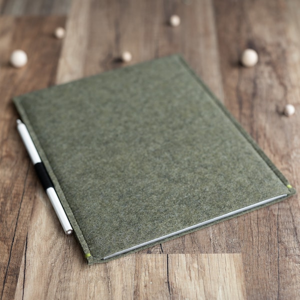 Surface Pro case cover sleeve, dark olive green felt