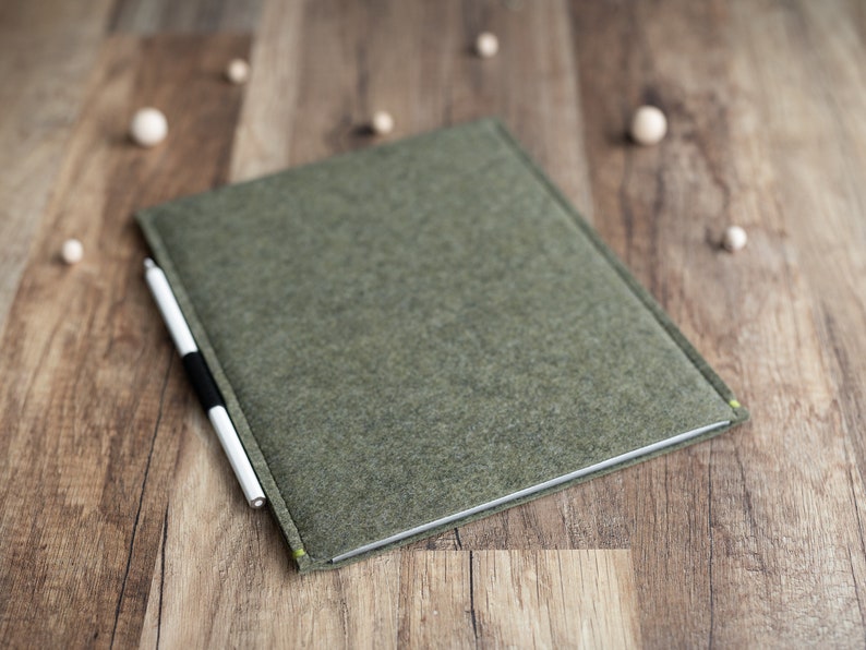 Surface Pro case cover sleeve, dark olive green felt image 1