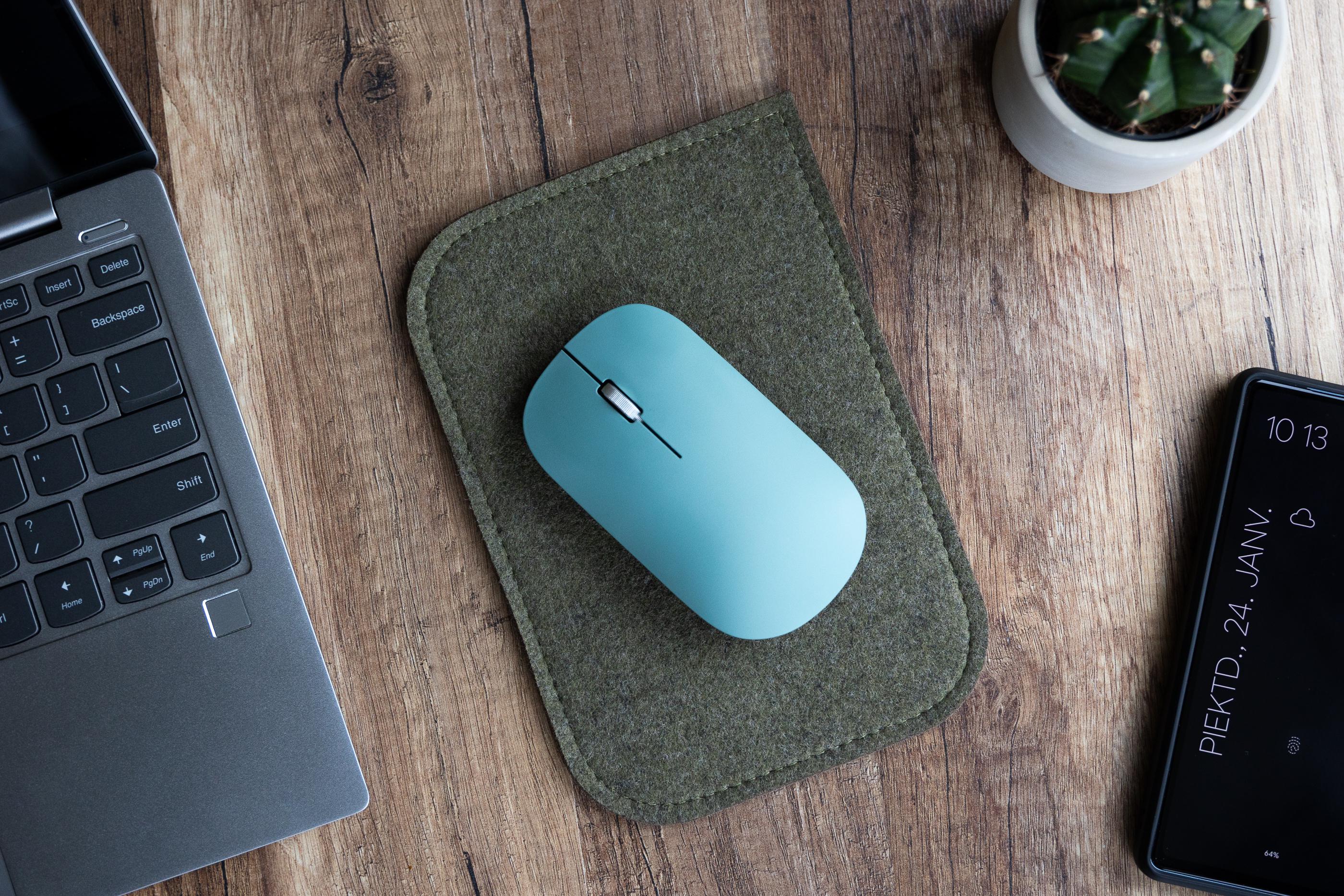 Dark Olive Green Vegan Felt Mouse Pad: Non-Slip Desk Mat
