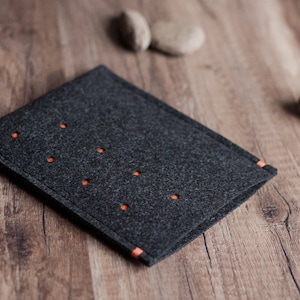 Kobo Aura HD , Kobo Mini, Glo, Touch, Arc case cover sleeve, dotted anthracite felt with colour accent