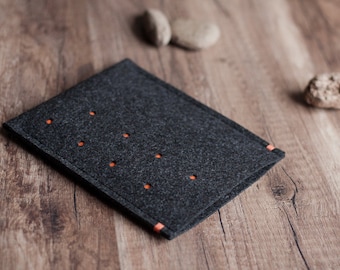 Kobo Aura HD , Kobo Mini, Glo, Touch, Arc case cover sleeve, dotted anthracite felt with colour accent