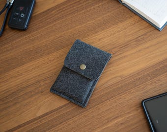 Minimalist Felt Card Wallet With Button Closure | Wallet for 6 Cards and Bills