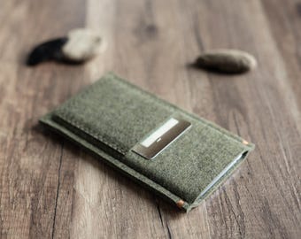 iPod Classic, iPod Touch Sleeve | Olive Green Felt with Copper Accents