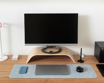 Table Mat Light Grey Felt, Minimalist Table Pad,  Soft and Comfy Desktop Mat, Felt Desk Mat