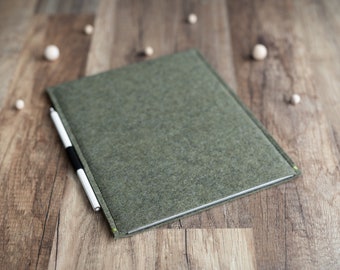 Wacom graphics tablet case sleeve cover with pen holder, dark olive green felt
