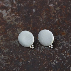 Round stud earrings, round silver earrings, silver stud earrings, handmade earrings, round earrings, small earrings, circle earrings image 1