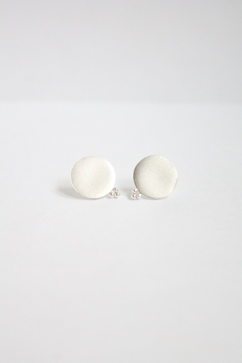 Round stud earrings, round silver earrings, silver stud earrings, handmade earrings, round earrings, small earrings, circle earrings image 3