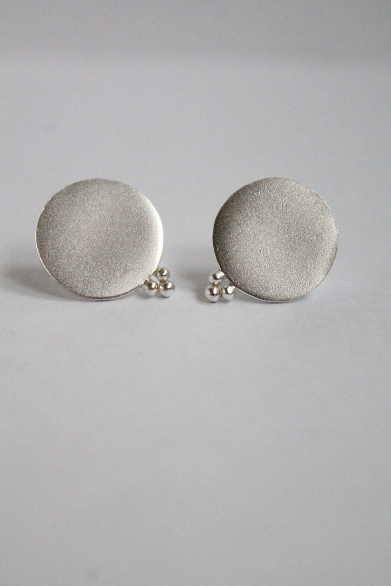 Round stud earrings, round silver earrings, silver stud earrings, handmade earrings, round earrings, small earrings, circle earrings image 8