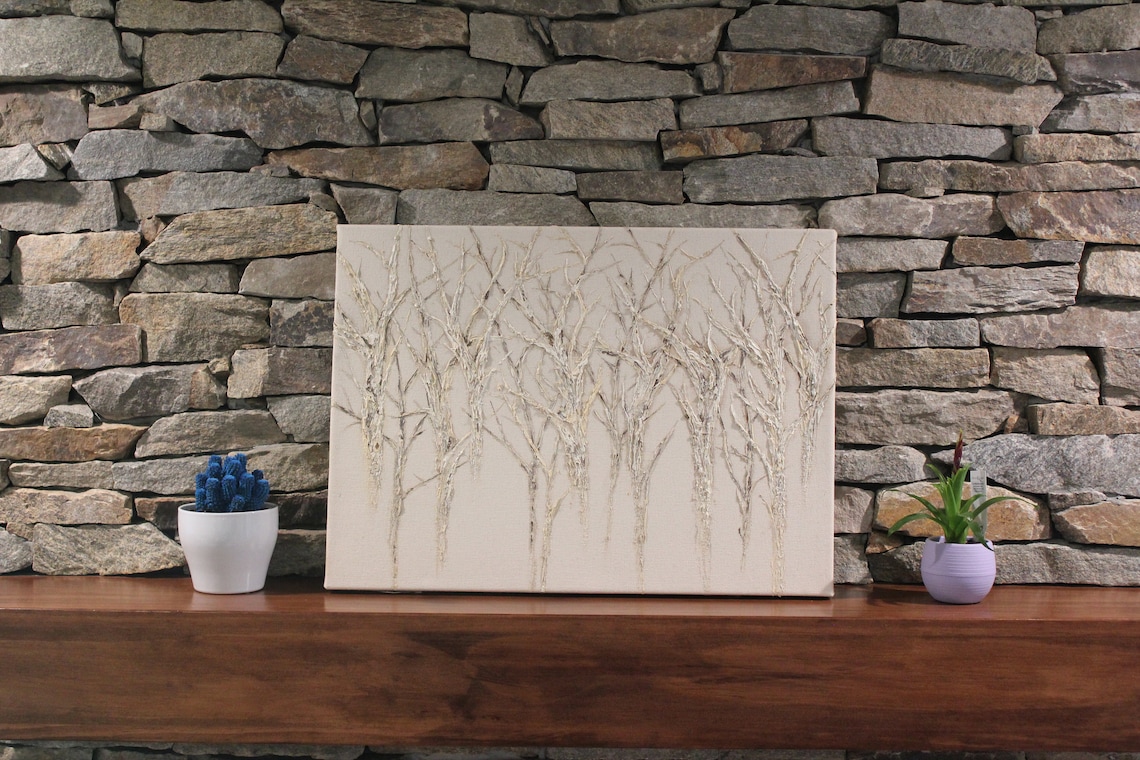 Oil Painting Trees on Unprimed Canvas Etsy