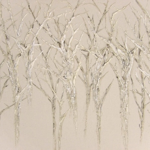 Oil painting trees on unprimed canvas