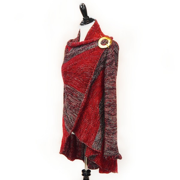 Cardigan tricoté à la main en laine d'alpaga fine Caban sur mesure Jupon ouvert Veste Designer Polyvalent Élégant Ajusté Wrap Tricoté Femme Rouge