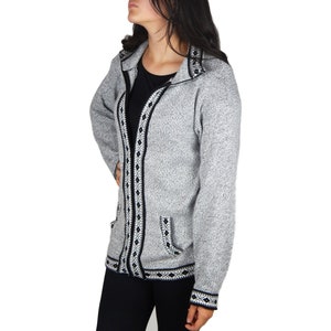 Fine Alpaca Wool Sweater Knit Jacket Soft Hypoallergenic Zipper Light Warm Cozy Gift Natural Light Gray