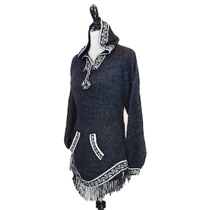 Pull en laine d'alpaga fine Pull en tricot Cadeau parfait Pull hypoallergénique Couleurs naturelles Gris foncé
