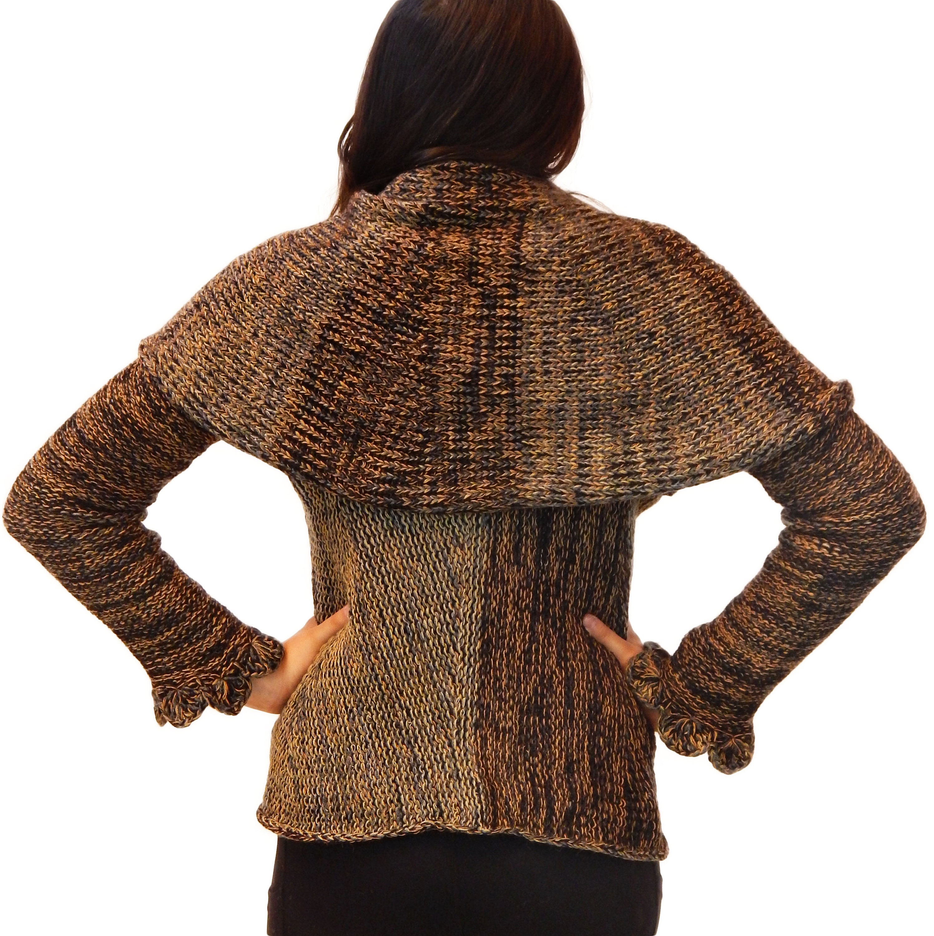 Fine Alpaca Wool Handknit Cardigan Tailored Peacoat Open Petticoat