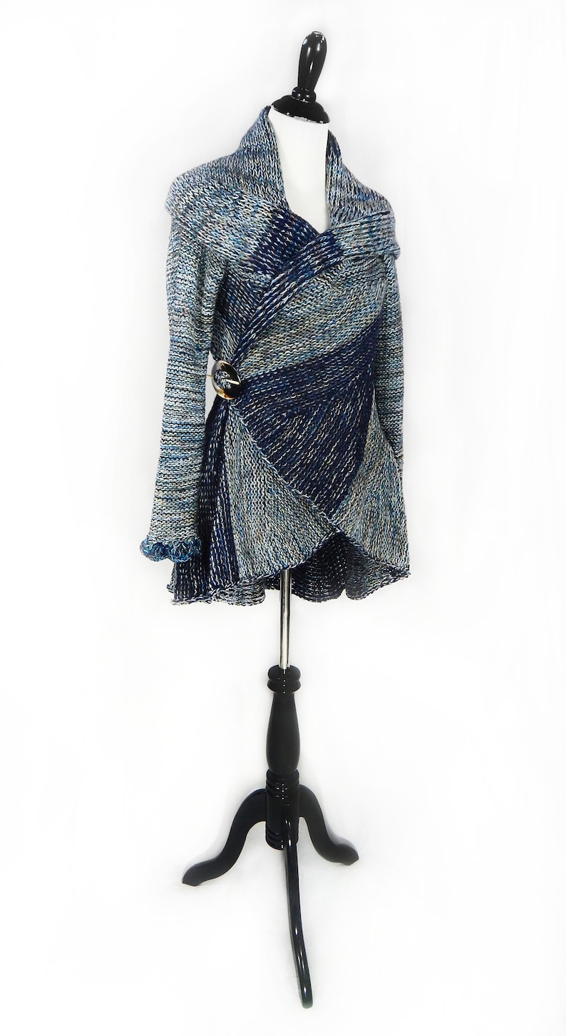 Fine Alpaca Woman Tailored Peacoat Cardigan Petticoat Jacket Knitted