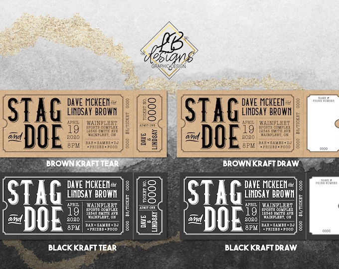 Jack and Jill Tickets Buck and Doe Stag and Doe Raffle Etsy Canada