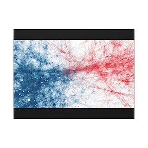 Blue and Red Abstract Canvas Art – Entropy&#39;s Dance No. 4 | Modern Generative Wall Decor | Scientific Art Print