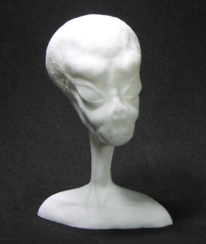 Alien Bust with Color-Changing LED Base – white front view