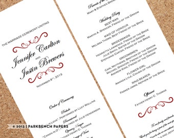 wedding program classic scroll navy and gold diy editable etsy