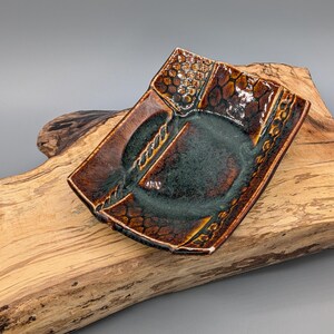 Small Pieced Slab Dish // Decorative Ceramic Bowl // Handmade Ceramic Decor // Patchwork Texture Rustic // Porcelain earring jewelry dish