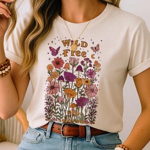 Wild & Free T-Shirt – A Boho Spirit Tee with Hippie Graphic, Festival Style Design and a Free-Spirited Bohemian Vibe