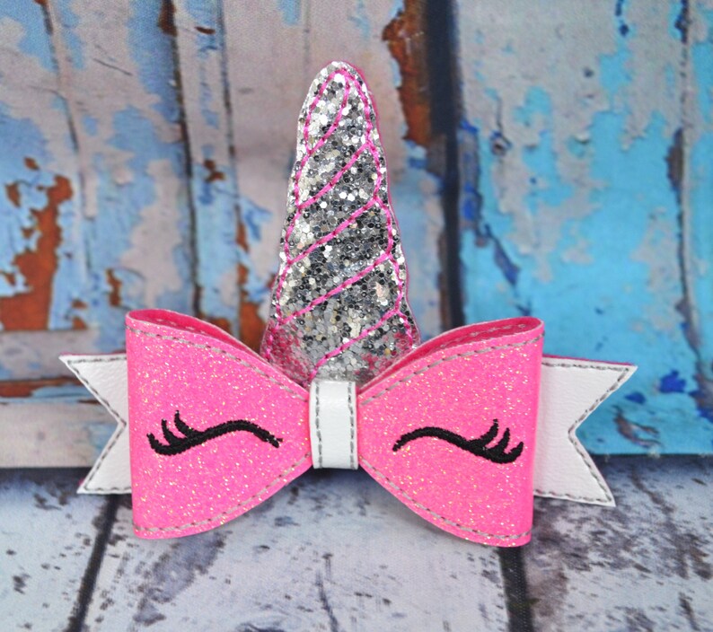 Pink Glitter Unicorn Hairbow