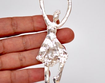 Ballerina Sterling Silver Necklace, mom Ballet Charm Necklace, Handmade unique Jewelry, Articulated Whimsical Girls Jewelry, Gift for Girl