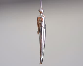 Silver artistic swimmer spinning pendant, powerful woman Necklace, keep swimming and reach for the stars!