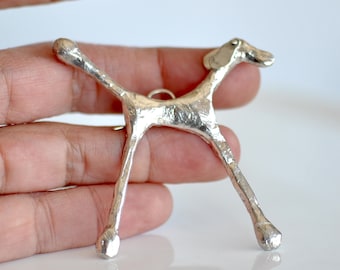 Sterling Silver Dog Brooch, sculpture silver jewelry, Gifts for Dog Lovers, one of a kind statement jewelry, Dog Mom Gift