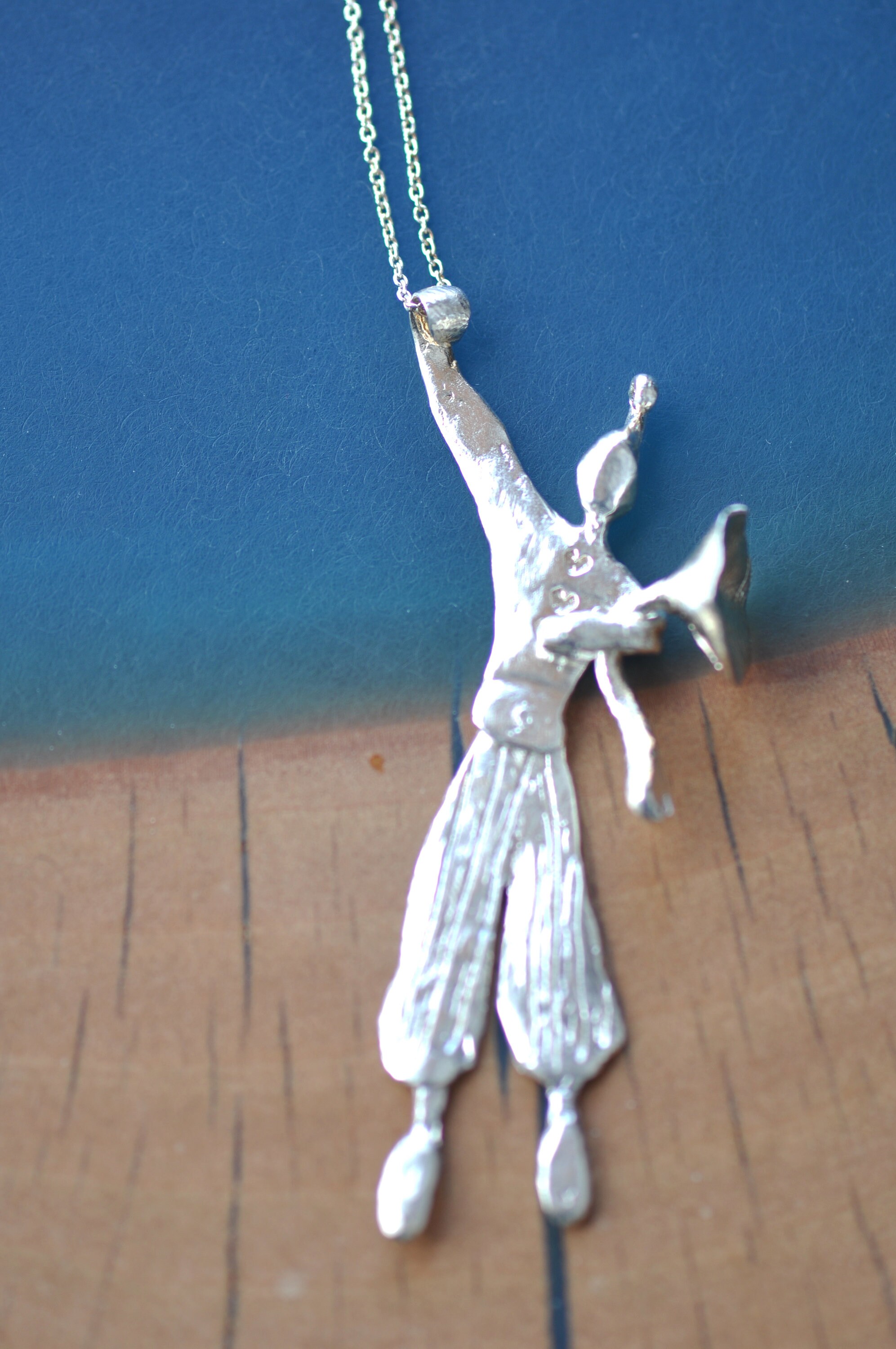 Circus Clown Necklace, Articulated Silver Pendant, Whimsical Unique