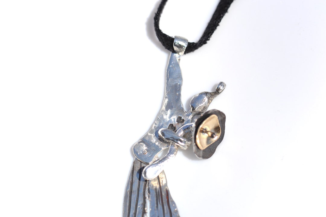 Circus Clown Necklace, Articulated Silver Pendant, Whimsical Unique