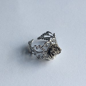 Petite rose filigree adjustable ring