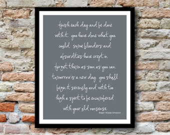 Finish Each Day Quote by Ralph Waldo Emerson - 5x7 Printed on quality coverstock