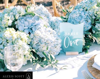 Faux Sea Glass Acrylic Table Numbers: Beach Wedding Decor