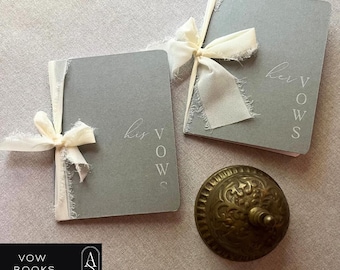 Handmade Vow Books with Bows | Wedding Keepsake, Set of 2