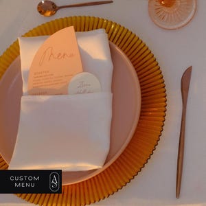 Half Circle Wedding Menu: Custom Name Card, Elegant Table Decor