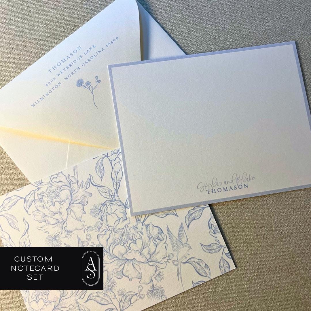 Floral Note Card Set: Personalized Stationery With Envelopes - Etsy