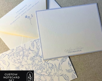 Floral Note Card Set: Personalized Stationery with Envelopes