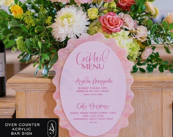 Layered Acrylic Bar Menu Sign: Wavy Border Wedding Decor