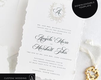 Elegant Wedding Invitation Template: Customizable RSVP, Canva Design (Digital Download)