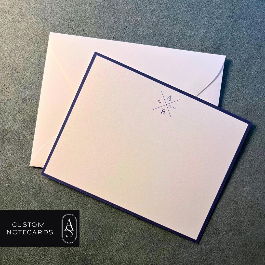 Custom Initials Note Card Set: Personalized Monogram Stationery - Etsy