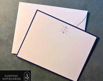 Custom Initials Note Card Set: Personalized Monogram Stationery